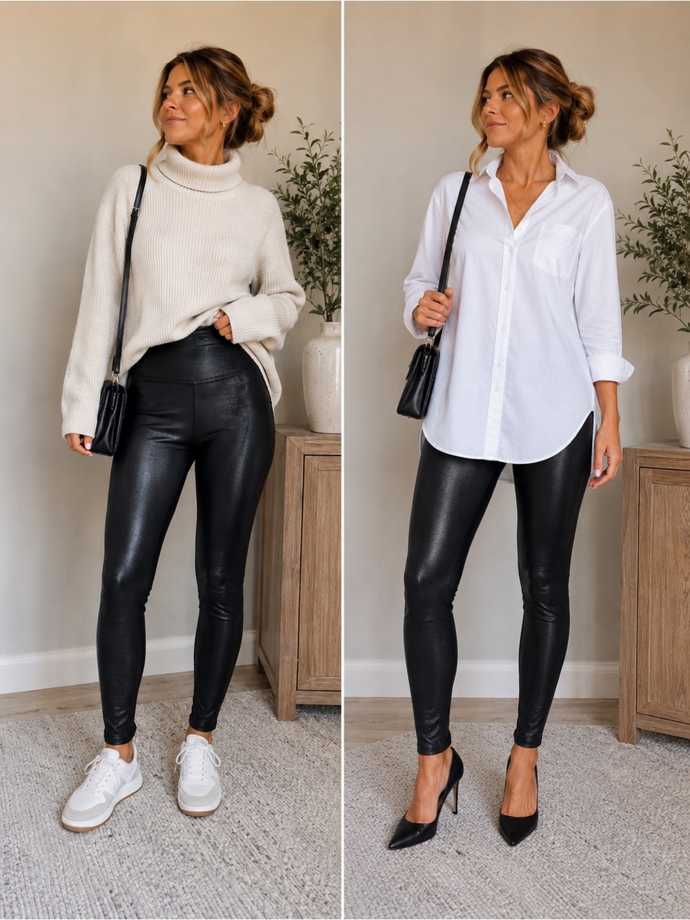 Commando Black Faux Leather High-Rise Leggings
